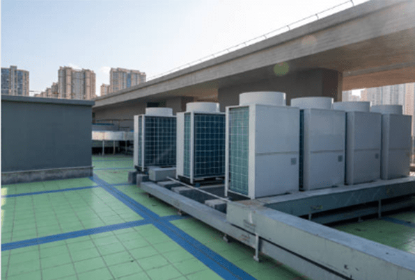central air conditioner outdoor units installed on the roof